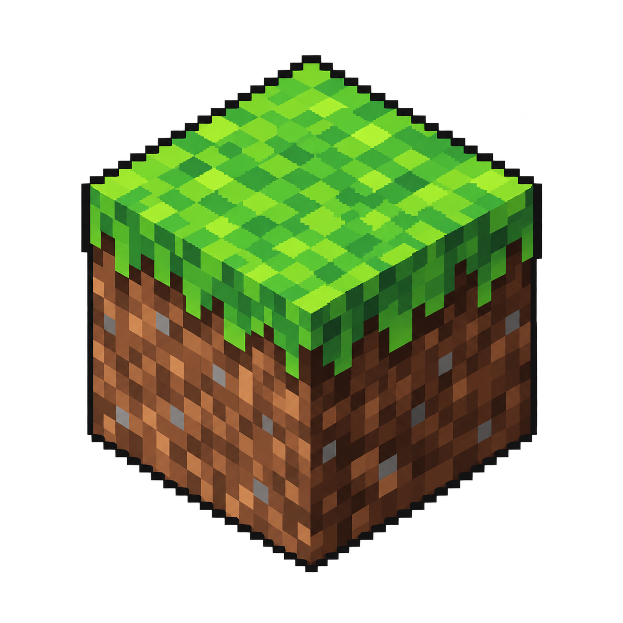 A pixel grass block